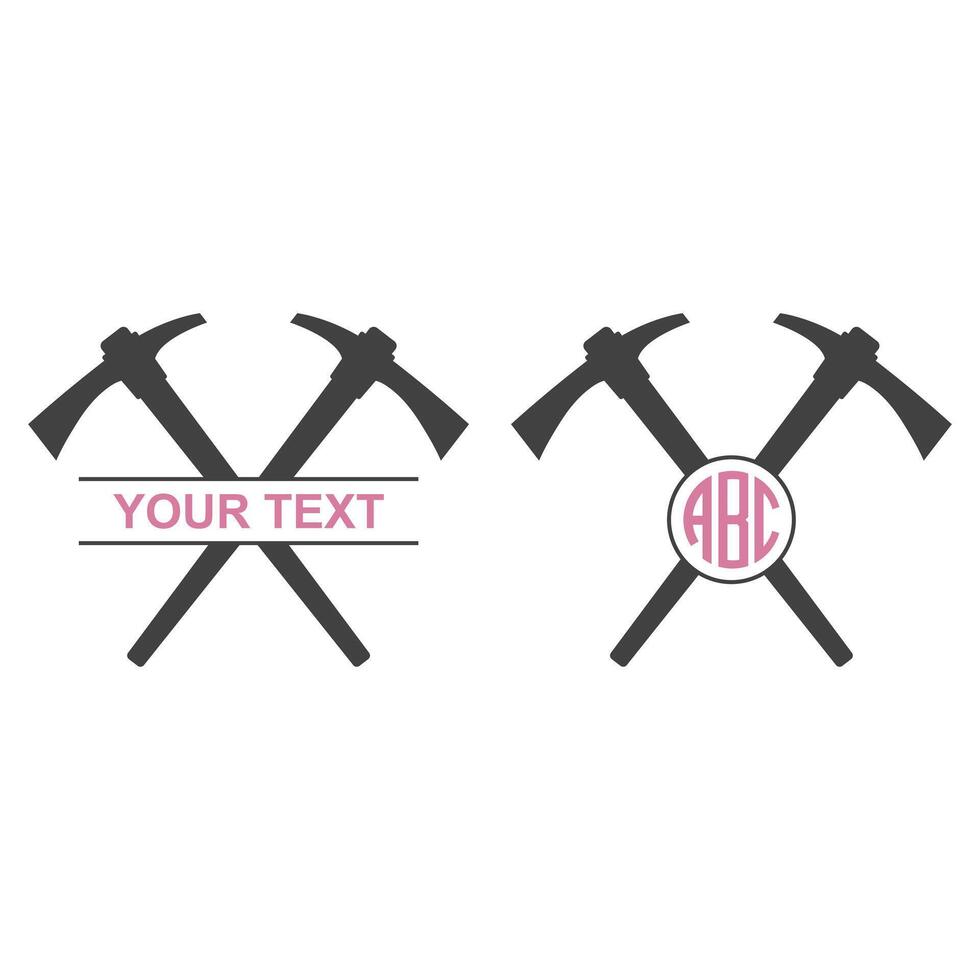 Pickaxe monogram, Pickaxe Icons and Coal mining Icons vector