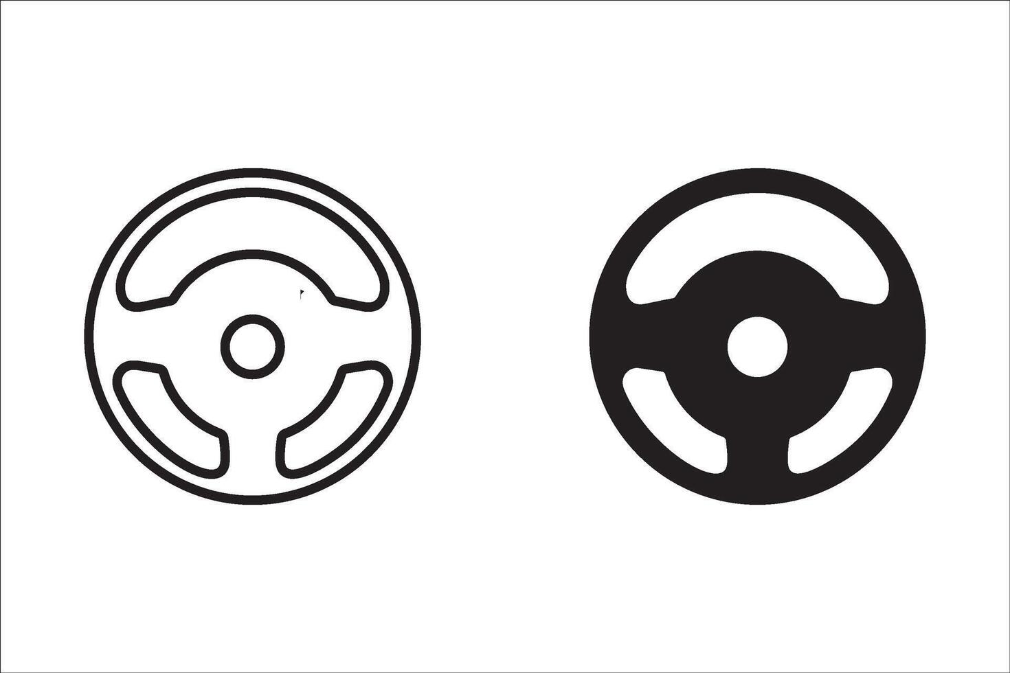 Steering wheel icon set. Outline and fill steering wheel. vector