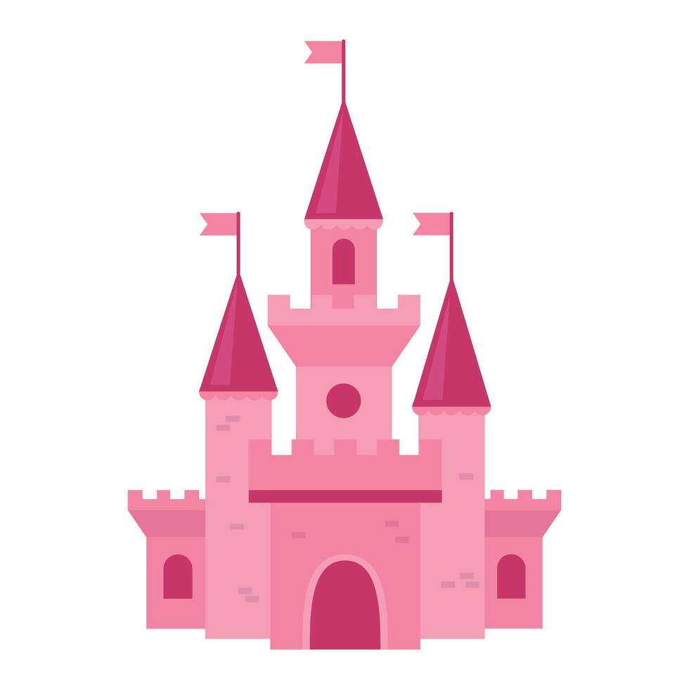 Colorful Fairytale Castle Illustration. White background, isolate vector