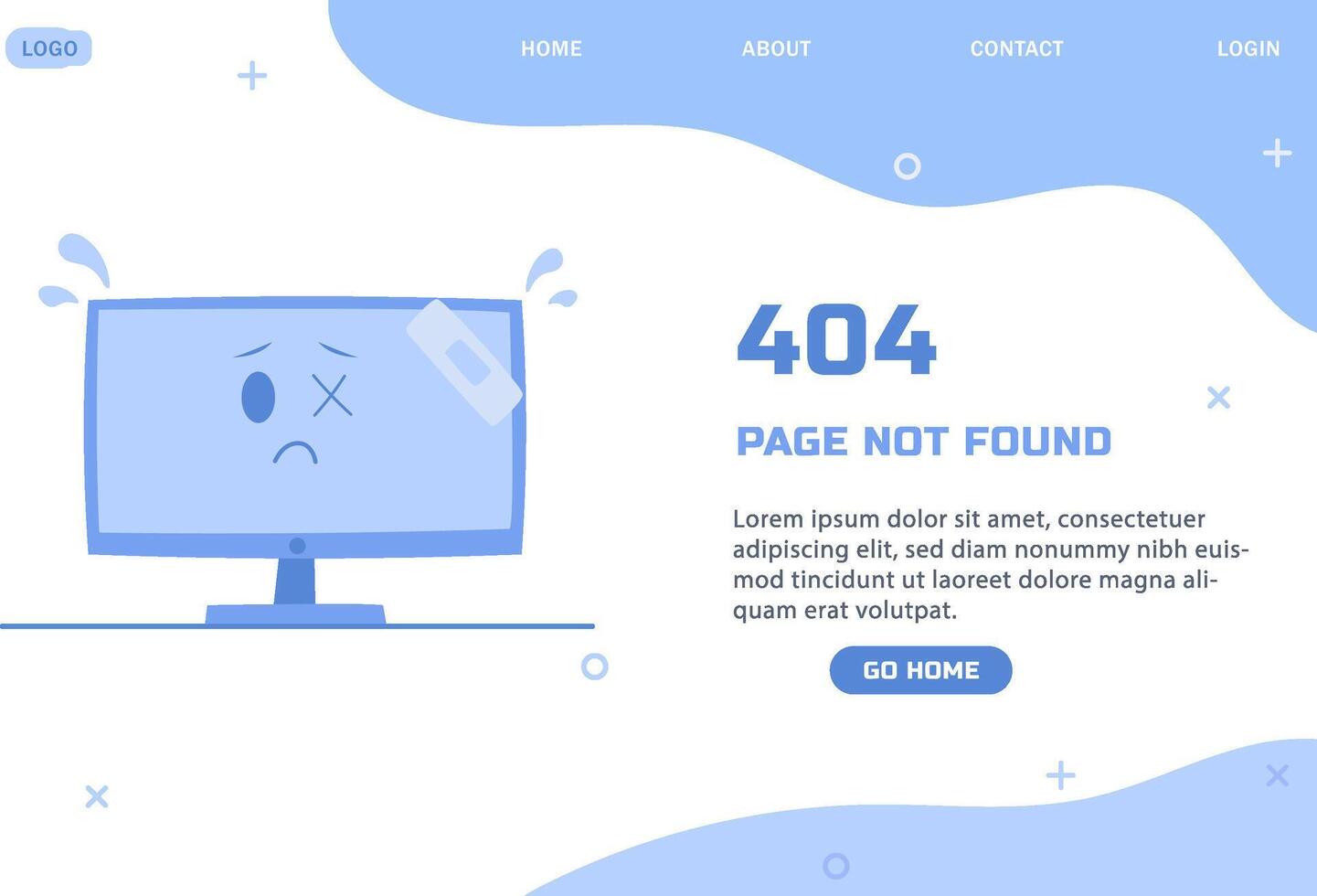 404 Error Page Flat Illustration of Sad Computer and Lost Web Page Banner Template vector