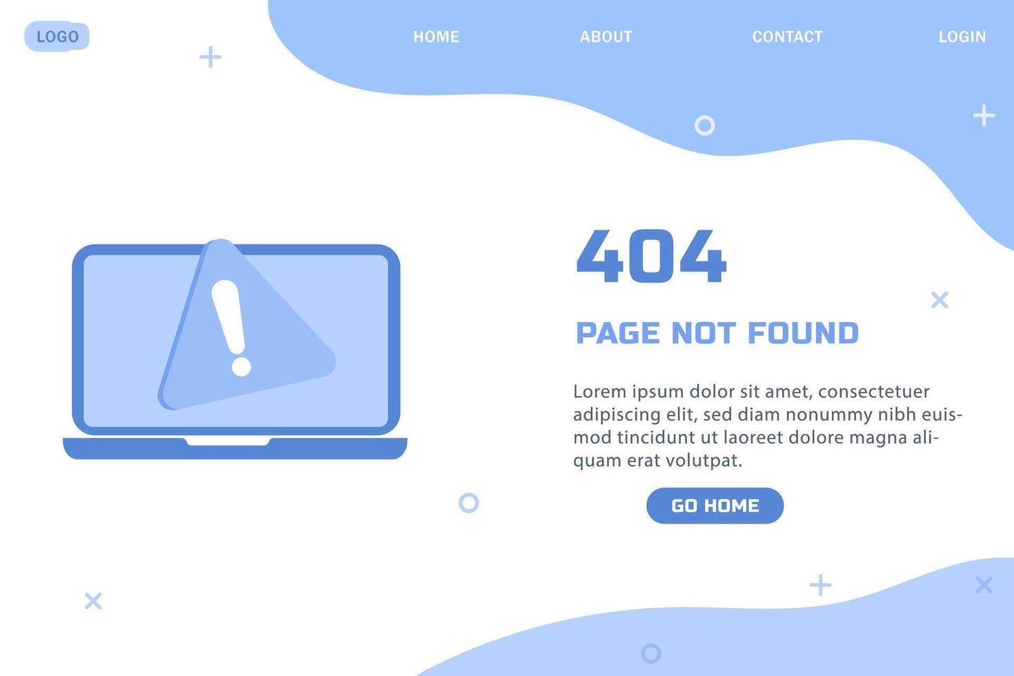 404 Error Page Flat Illustration of laptop error warning and Lost Web Page Banner Template vector