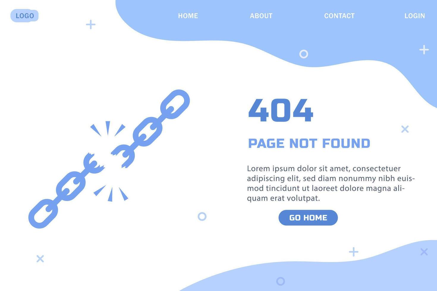 404 error page flat illustration broken chain lost internet connection vector