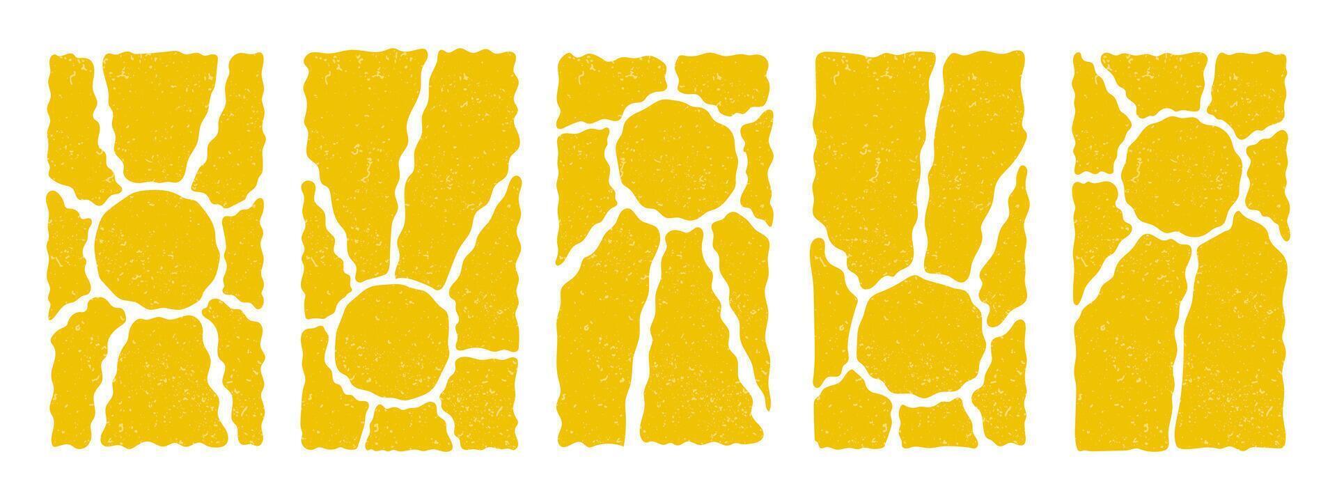 Bright summer vertical posters with abstract suns vector