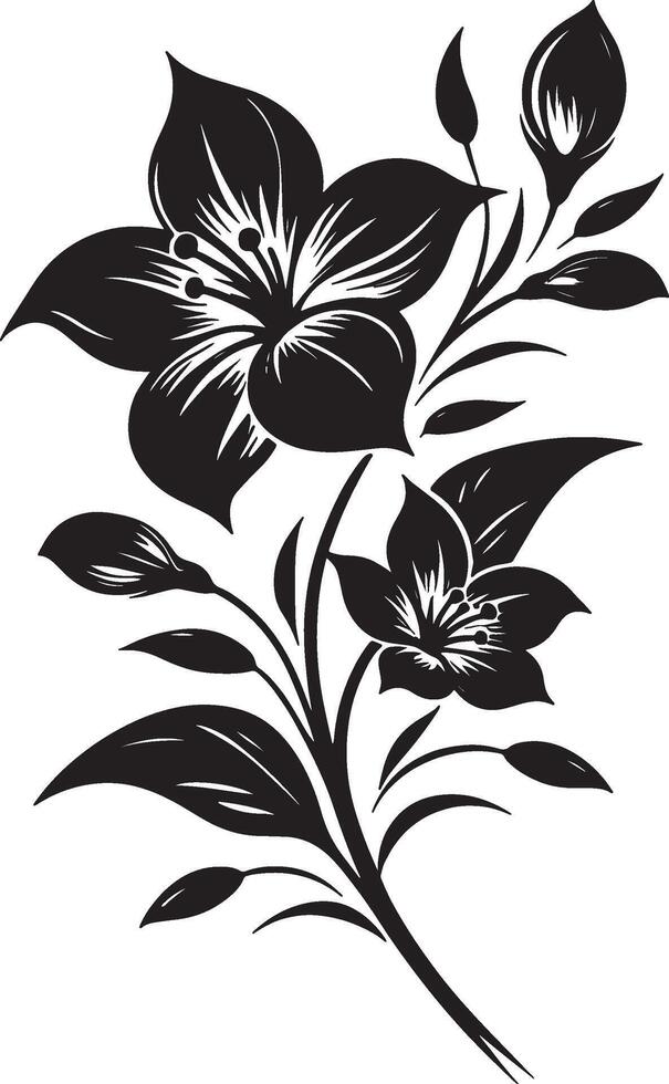 Black and white flower vector