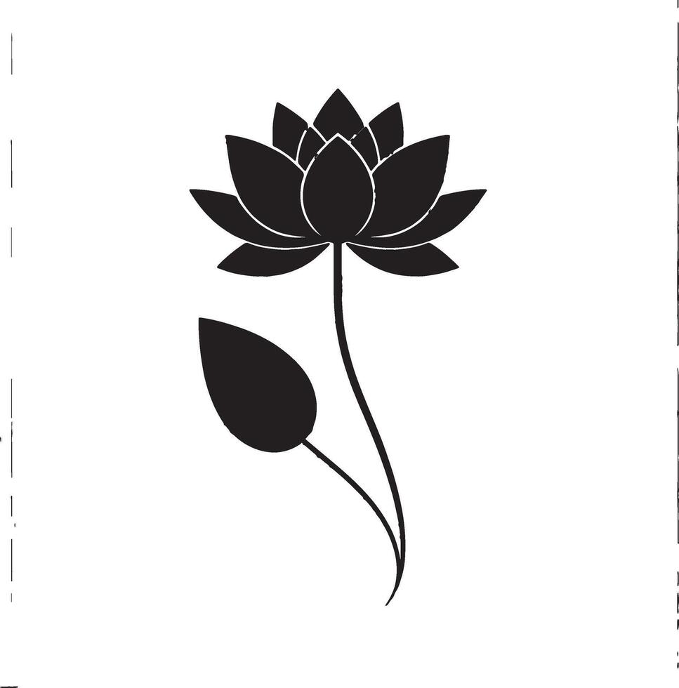 A black and white lotus flower on a white background vector