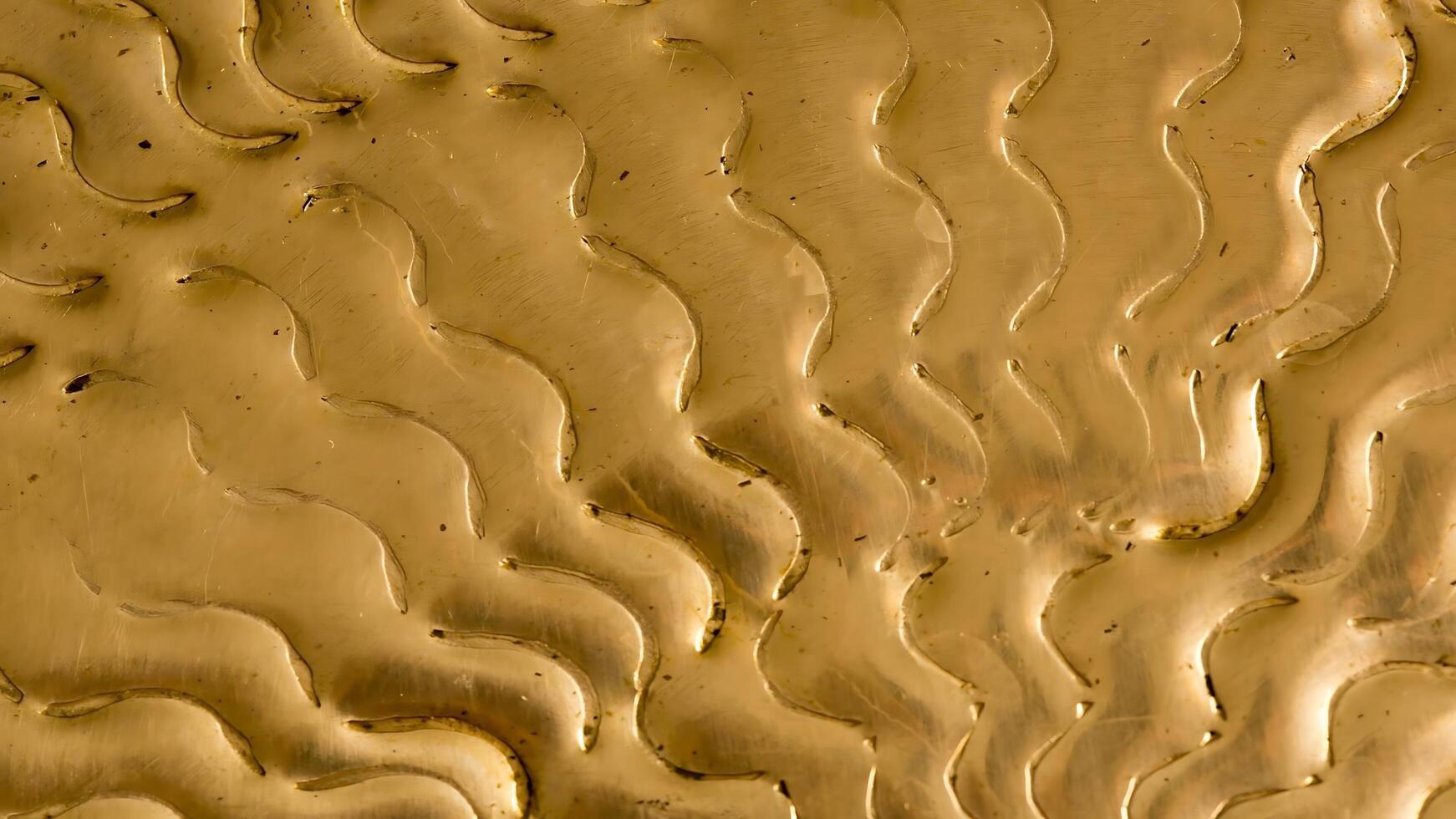 A close up of a gold surface with waves photo