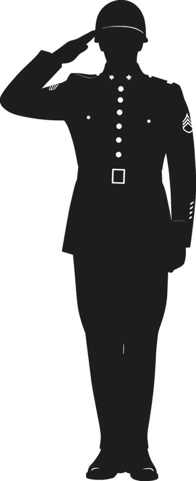 Silhouette of Military Soldier Saluting in Uniform - Illustration vector