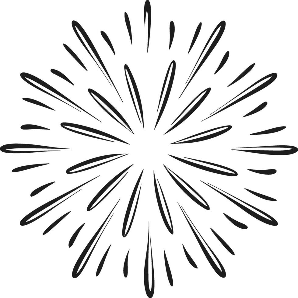 Minimal Firework Burst Silhouette - Festive Radial Spark Explosion Graphic vector