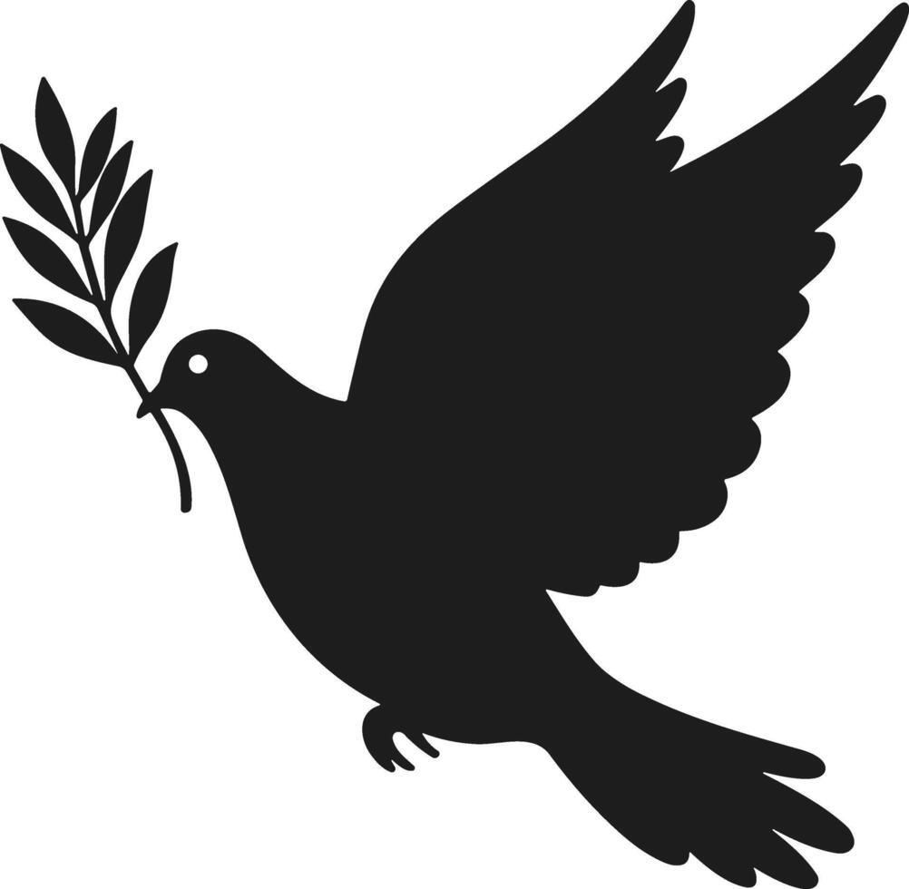 A Flying Dove with Olive Branch Silhouette Illustration vector