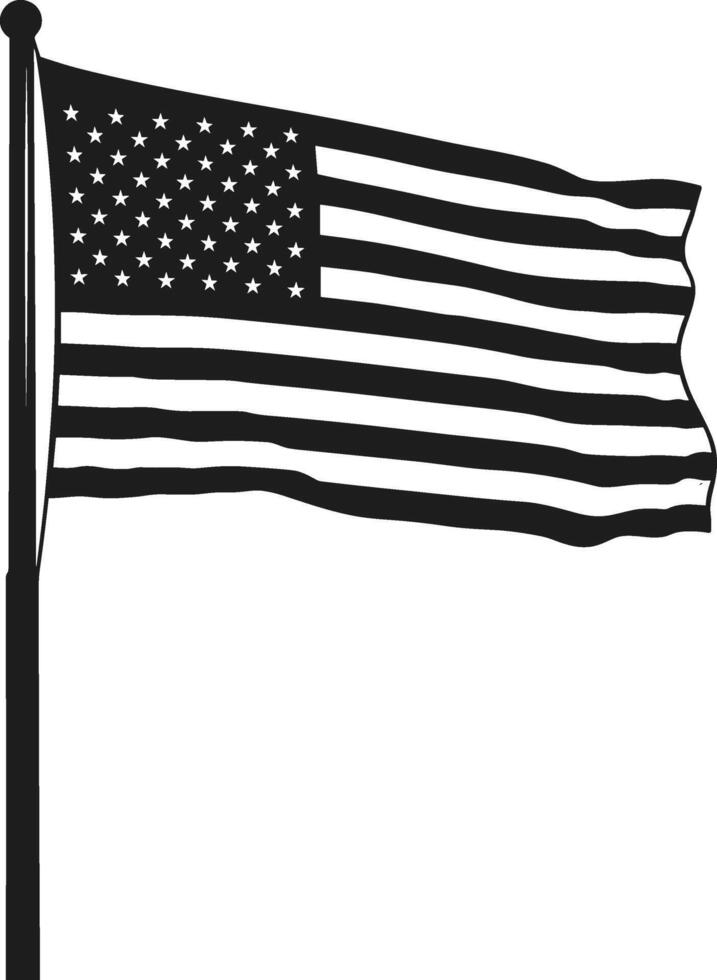 Waving American Flag Silhouette Illustration vector