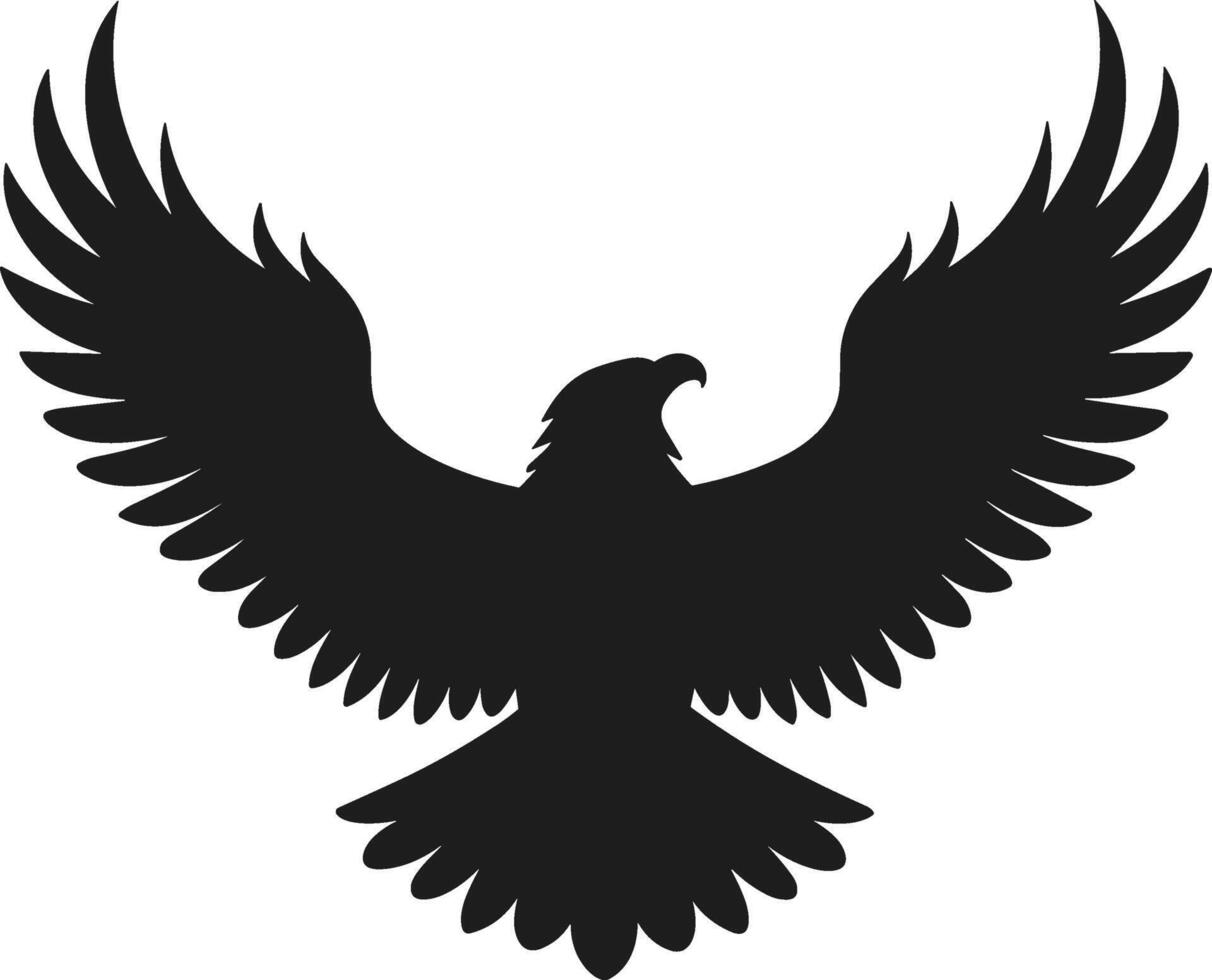 Majestic Eagle Silhouette with Upward Wings and Open Beak - Illustration vector