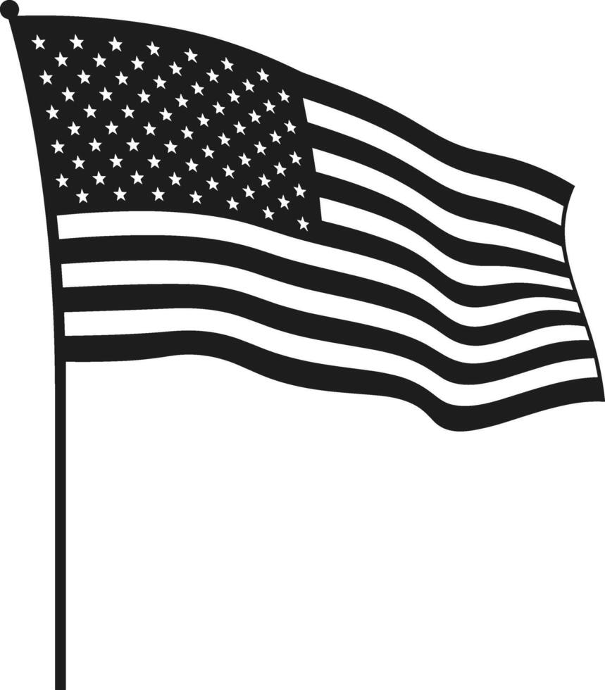 Silhouette of Waving USA Flag Illustration vector