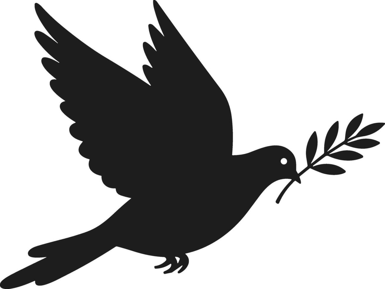 A Flying Dove Silhouette with Olive Branch Illustration vector