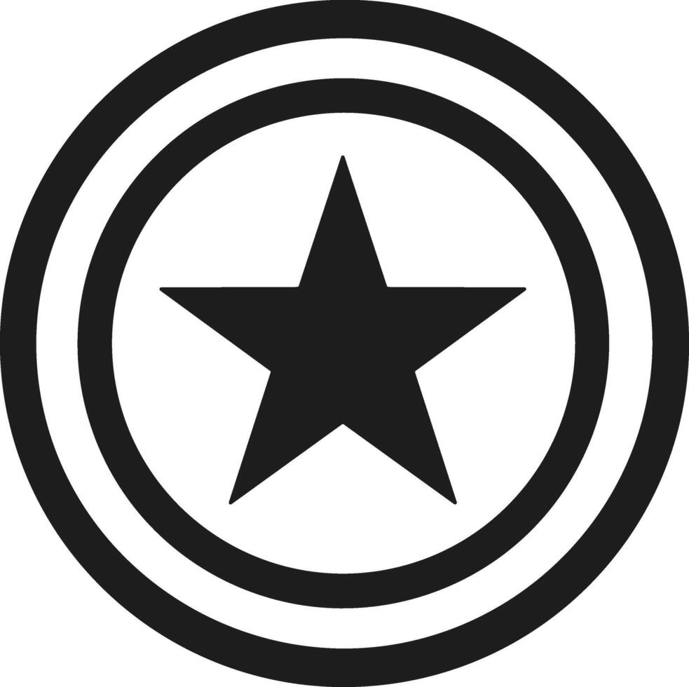 Concentric Circle Star Silhouette - Bold Emblem Symbol in Black vector