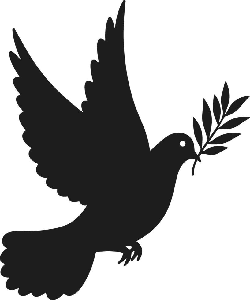 A Peace Dove Silhouette with Olive Branch Illustration vector