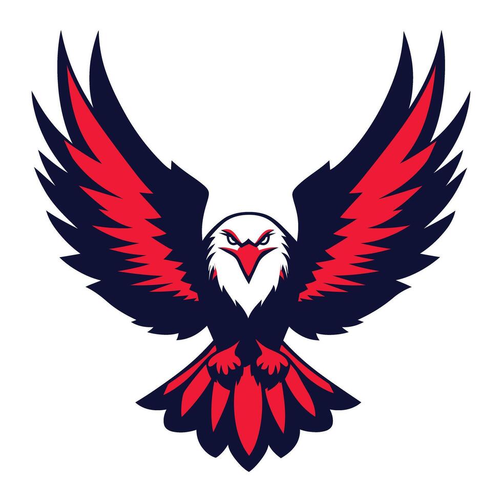 An eagle with red and blue wings vector