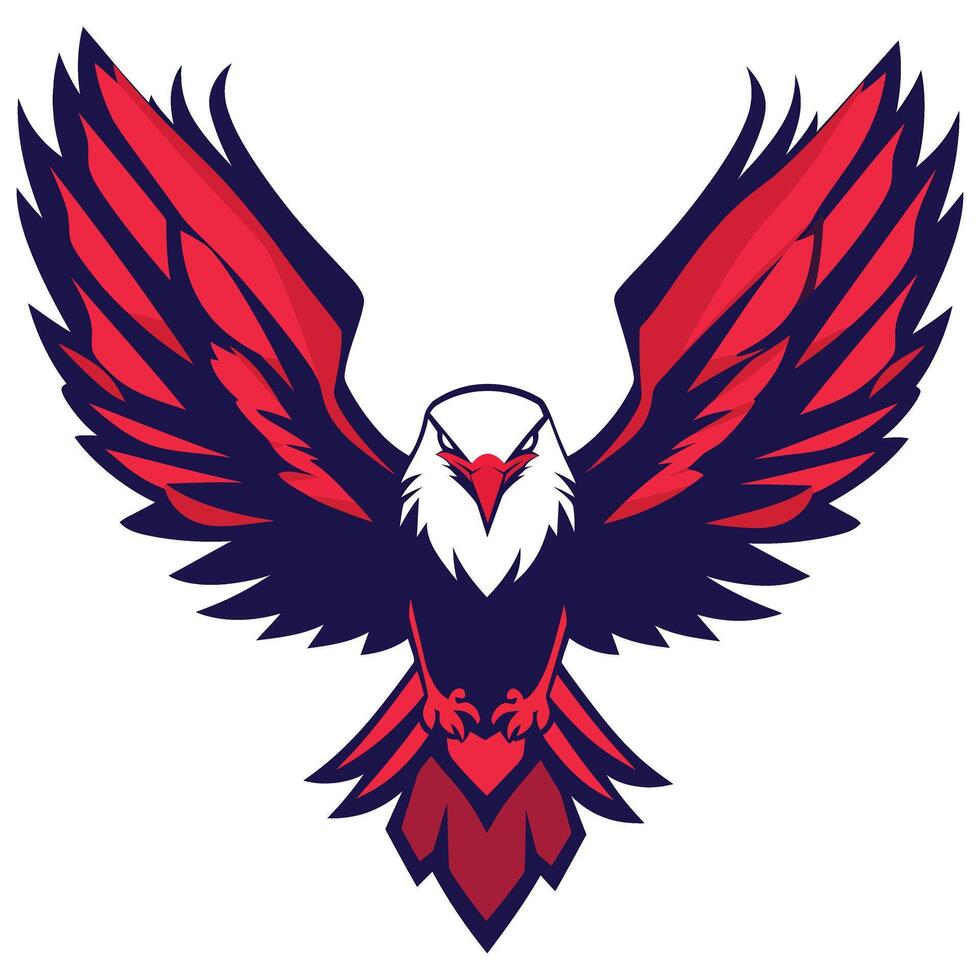 An eagle with red and blue feathers vector