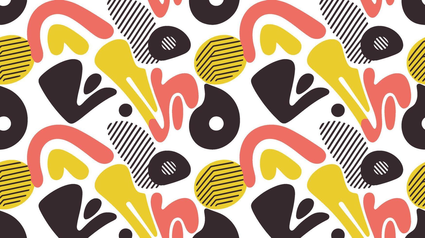 Playful Abstract Geometric Shapes Seamless Pattern vector