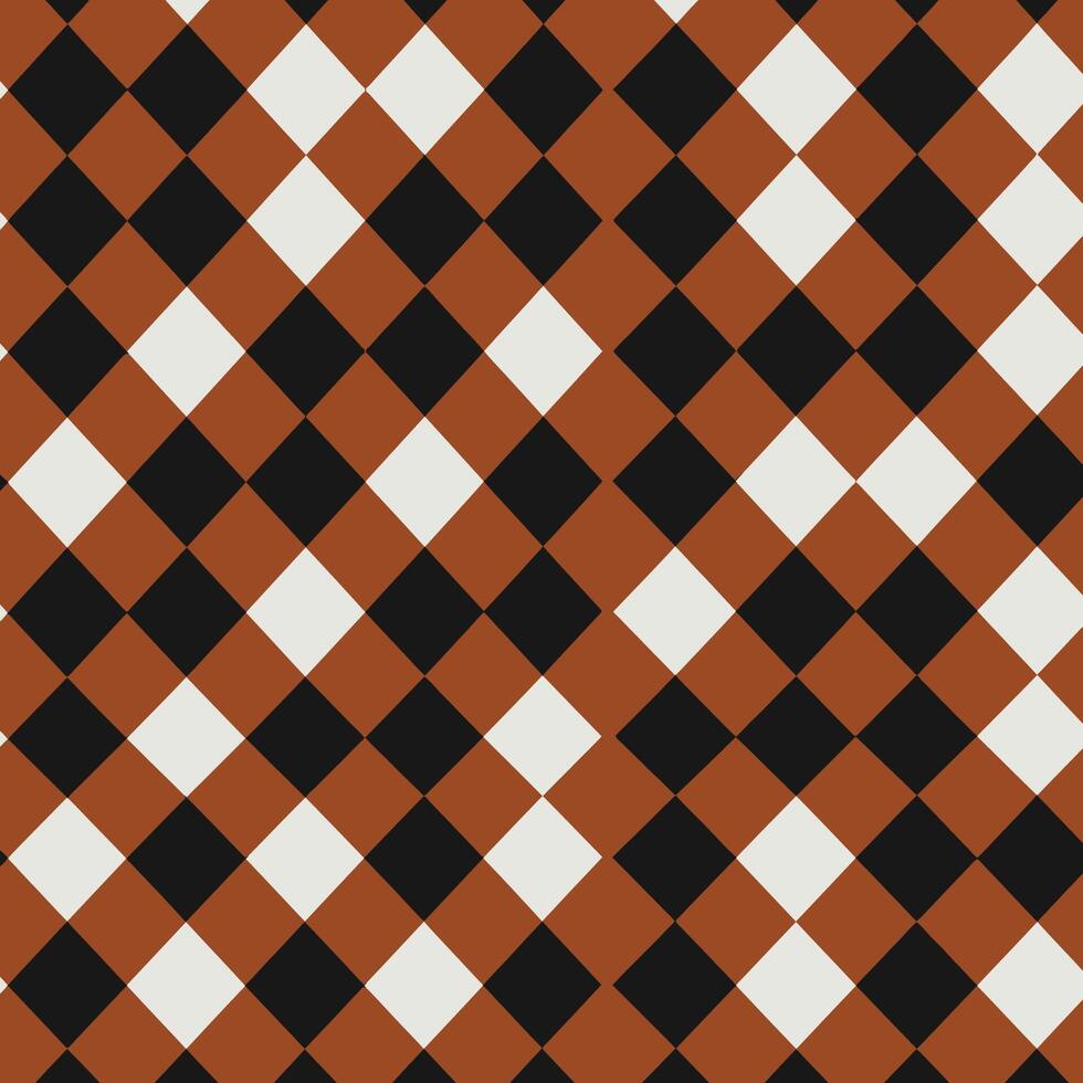 Classic Diagonal Checkered Pattern in Brown, Black, and White vector