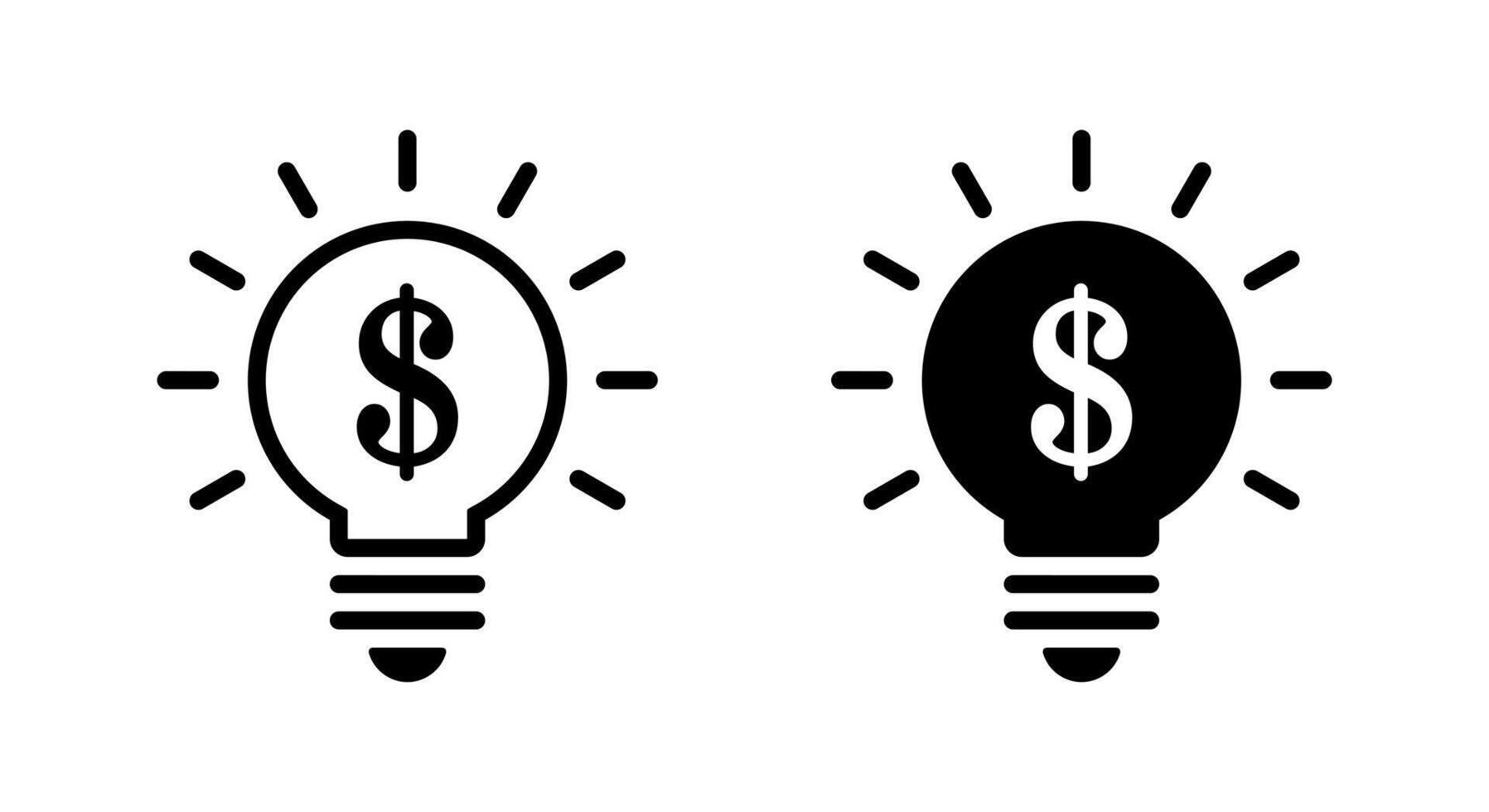 Money idea icon isolated on white background. Business lamp, dollar with light bulb sign symbol vector