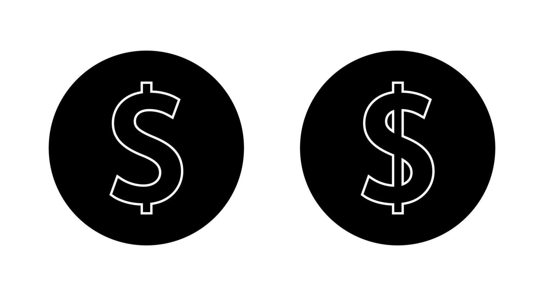 Dollar, money outline icon on black circle. USD currency sign symbol vector