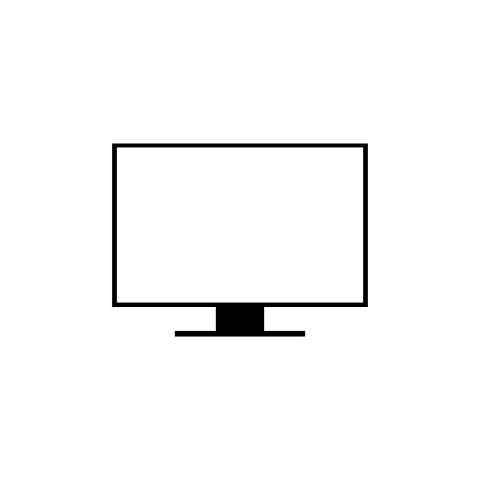 Computer monitor icon in frameless. Pc screen, display sign symbol vector