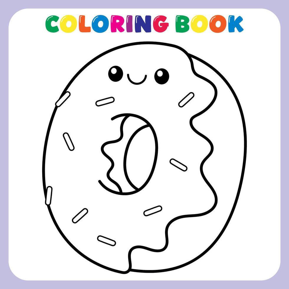 donut coloring book for kids vector