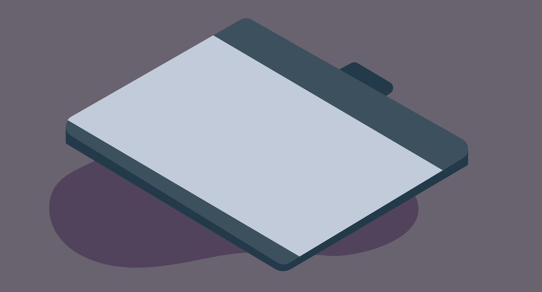 Digital painting art of an isometric design featuring a tablet pad, showcasing modern tech and artistic creation, with a stylized angle and vibrant colors in a clean and detailed digital style. vector