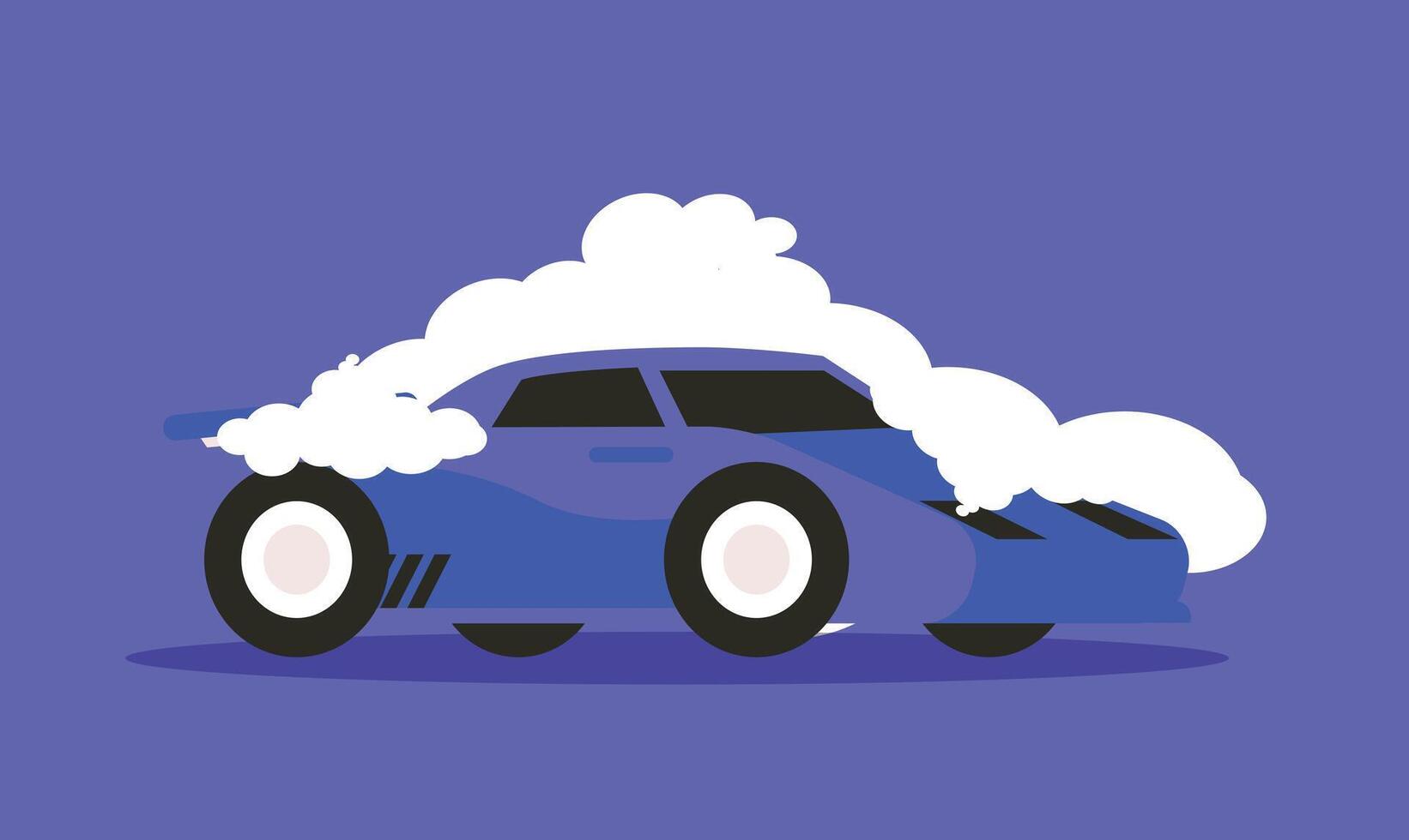 illustration of a car wash with foam, depicting a car being cleaned with soap and bubbles, symbolizing vehicle care and maintenance in a clean, minimalistic style vector