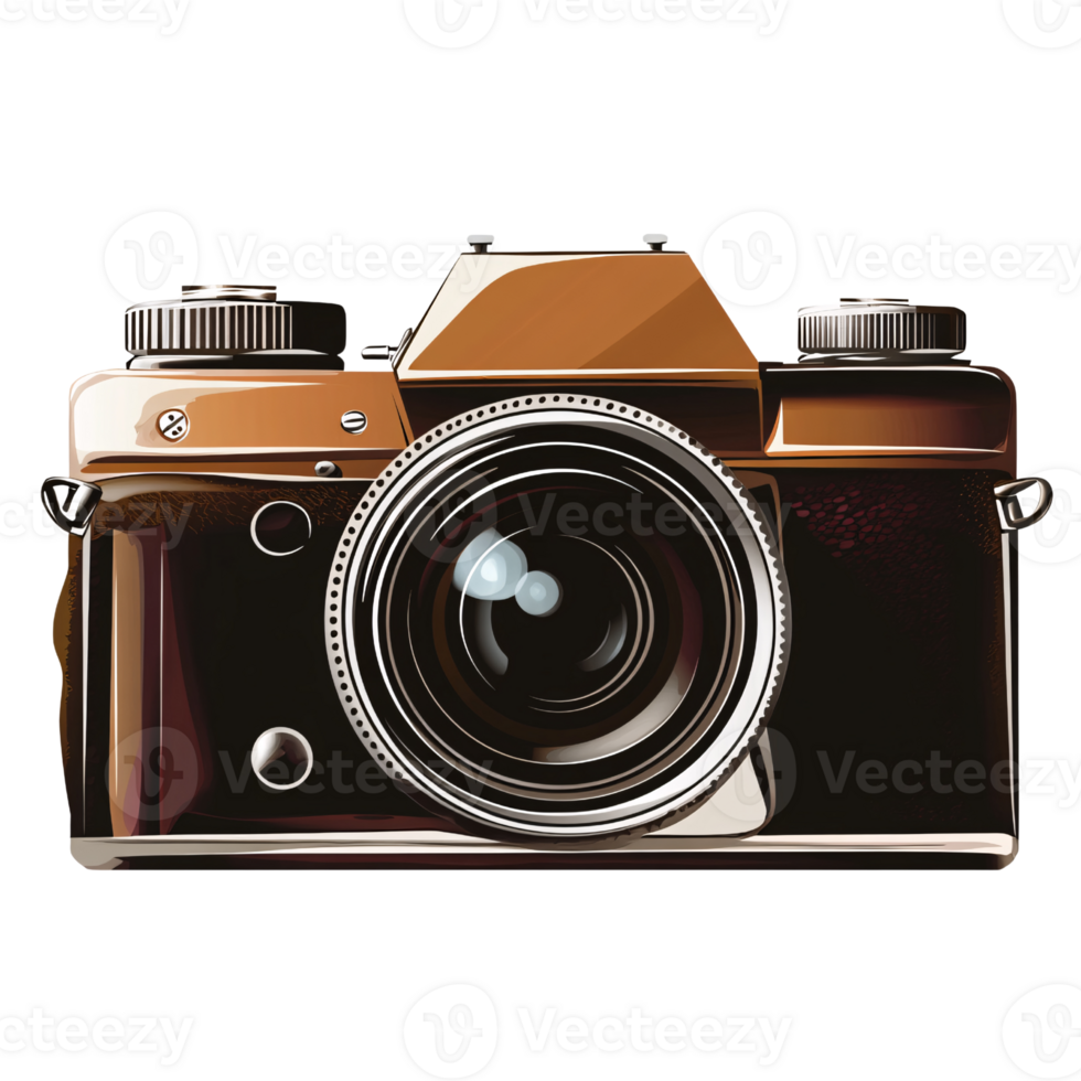 Vintage brown and black film camera illustration on a transparent background Concept of photography, retro style, and classic design png