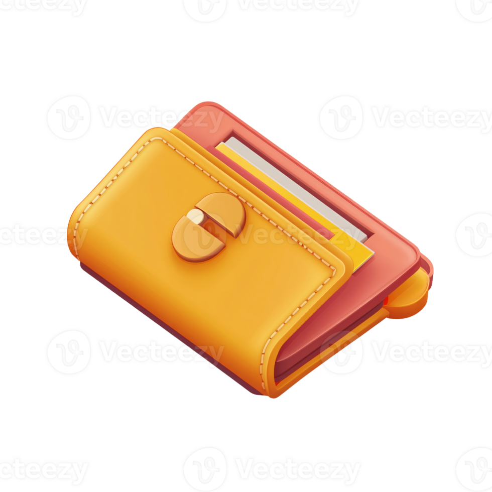 Stylish yellow wallet with credit cards on a transparent background Concept of finance, payment, money, and personal savings png