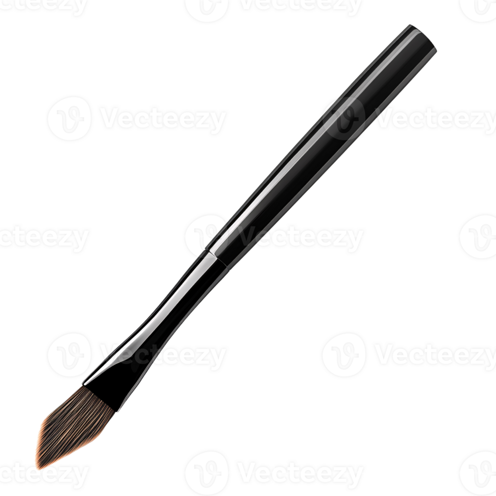 Angled eyeliner brush with black handle on a transparent background Concept of makeup, beauty, cosmetics, and professional application png