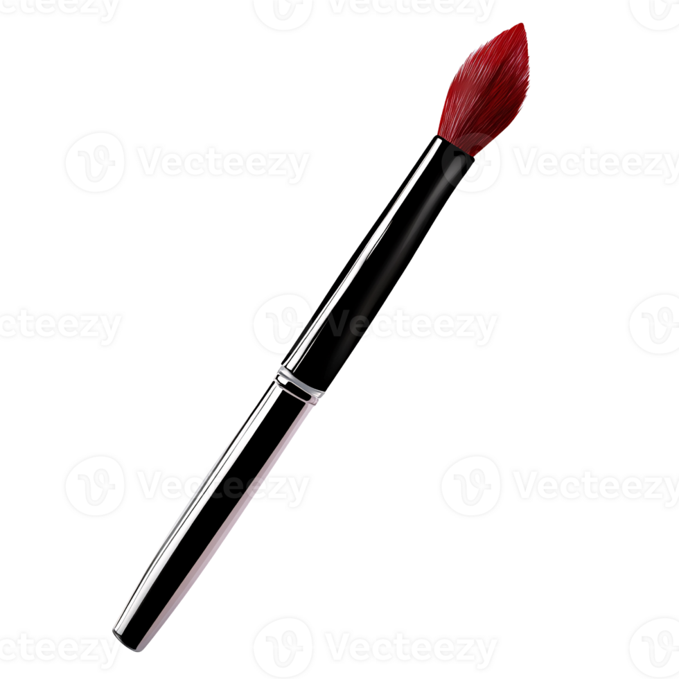 Closeup of a redtipped artists paintbrush with black handle on a transparent background, ideal for painting and creative design projects png