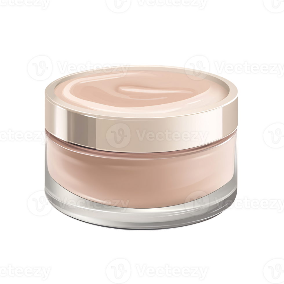 Beige face cream in a clear jar with a gold lid on a transparent background Concept of skincare, beauty, and cosmetics png