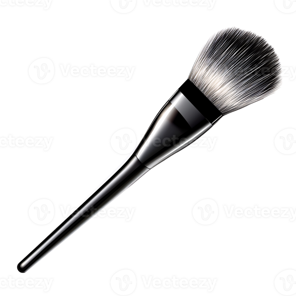 Professional black makeup brush with soft bristles on a transparent background Concept of beauty, cosmetics, and glamour for applying powder or blush png