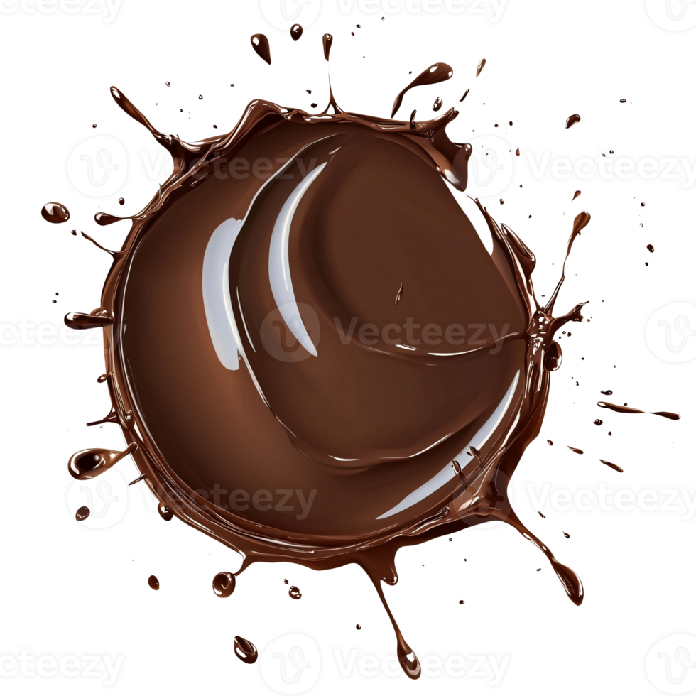 Delicious chocolate splash with dynamic liquid motion on a transparent background Concept of dessert, confectionery, and sweet indulgence png