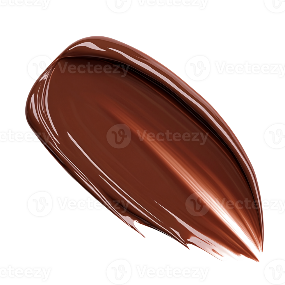 Glossy chocolate cream smear on a transparent background, showcasing rich texture and smooth surface for dessert or cosmetic concept png