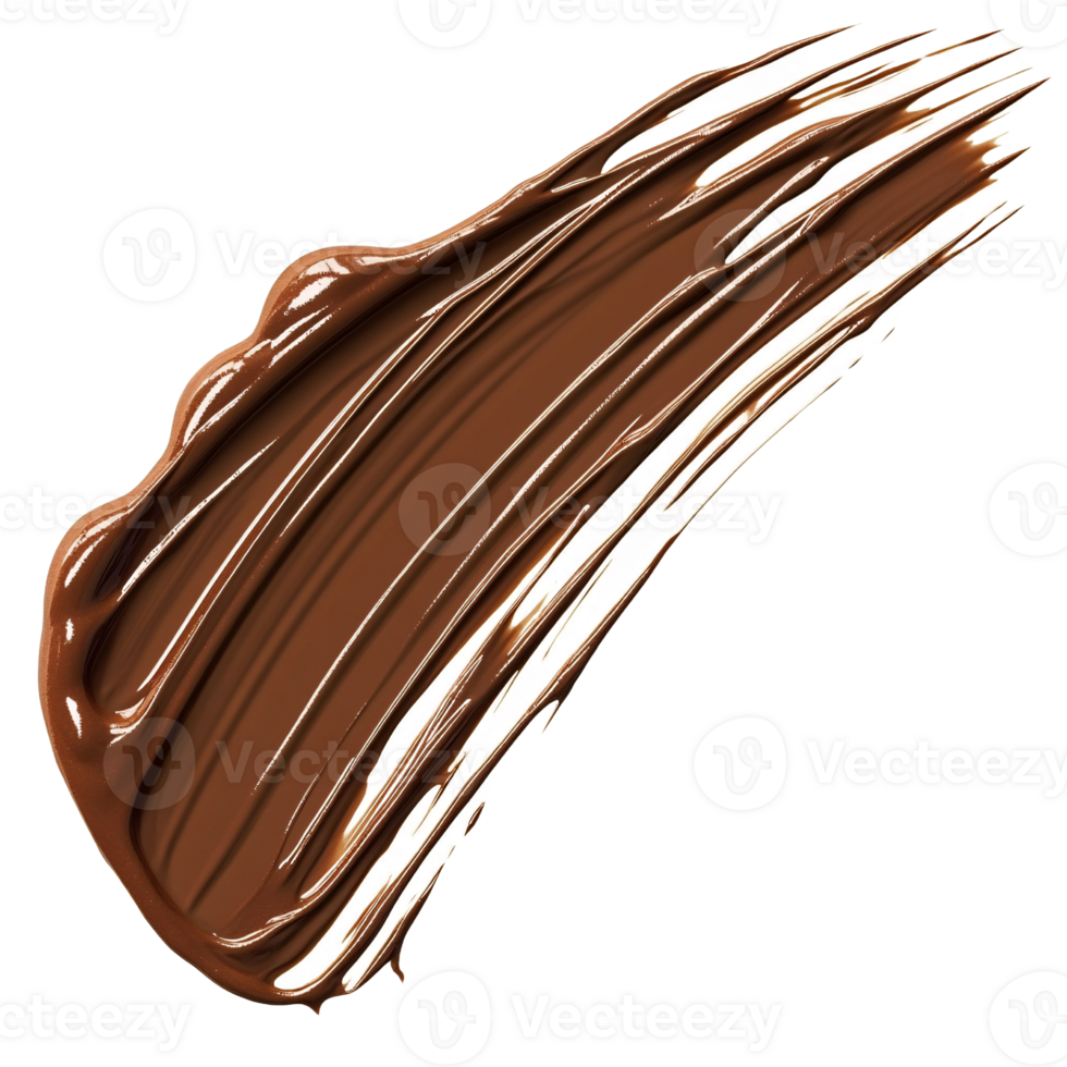 Dark brown foundation cream swatch on a transparent background Concept of beauty, makeup, and cosmetics png