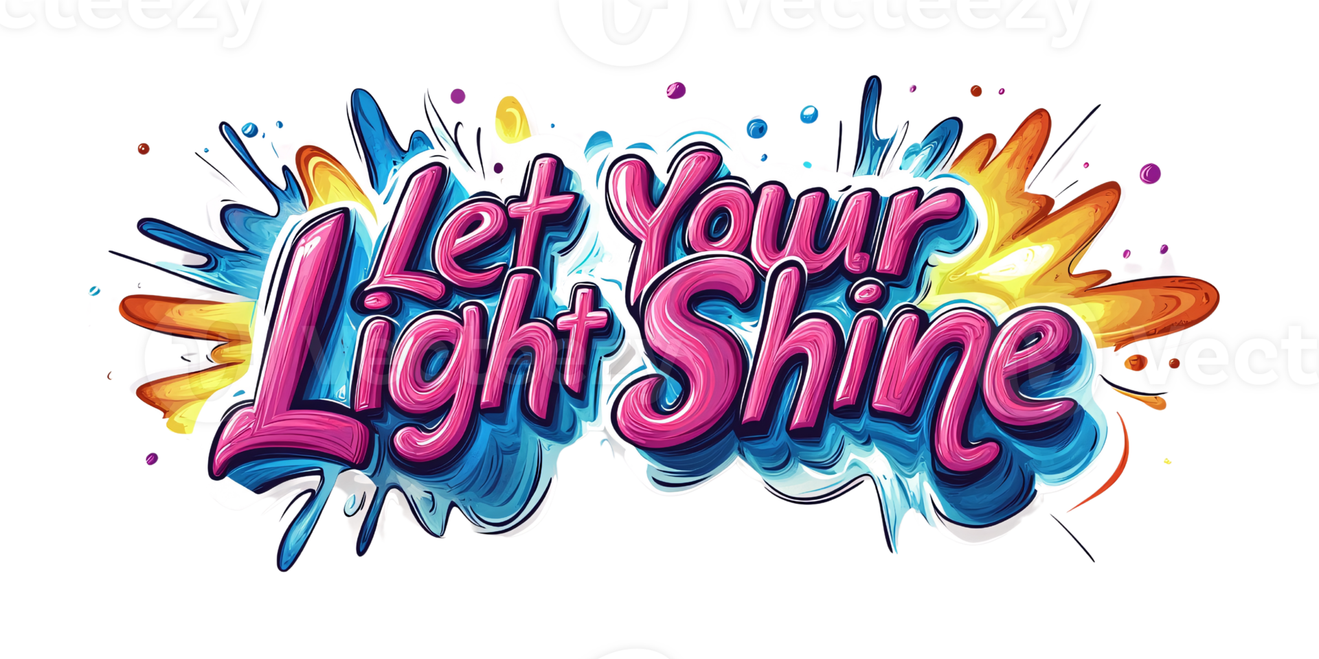 Vibrant Let Your Light Shine Typography with Colorful Splashes on a Transparent Background Concept of Motivation, Inspiration, and Positivity png