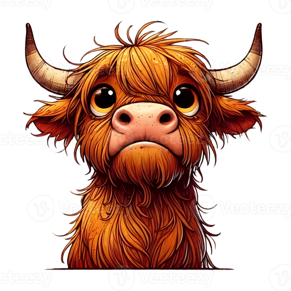 cartoon highland cow 2 png