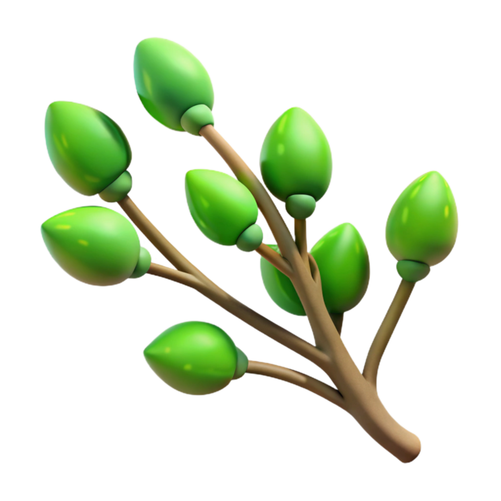 extraordinary traditional Branch with Buds Spring Green Transparent png