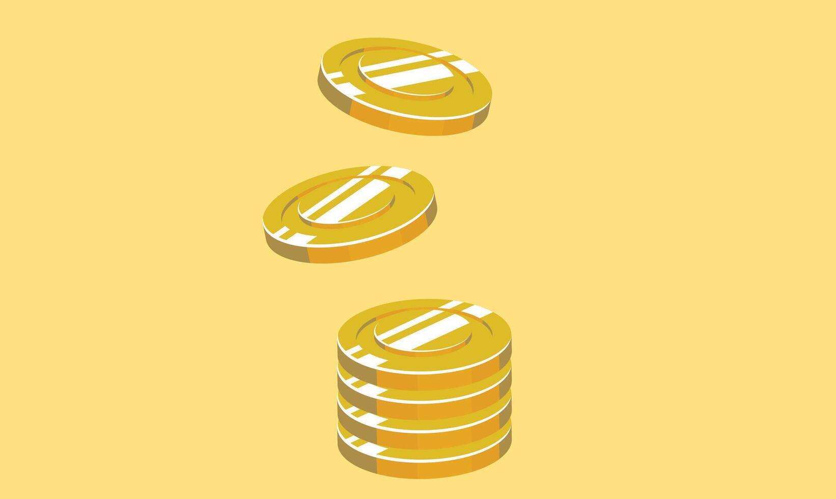 Stacked and scattered money coins casting soft shadows on a solid background, symbolizing wealth, savings, economy, and financial growth vector