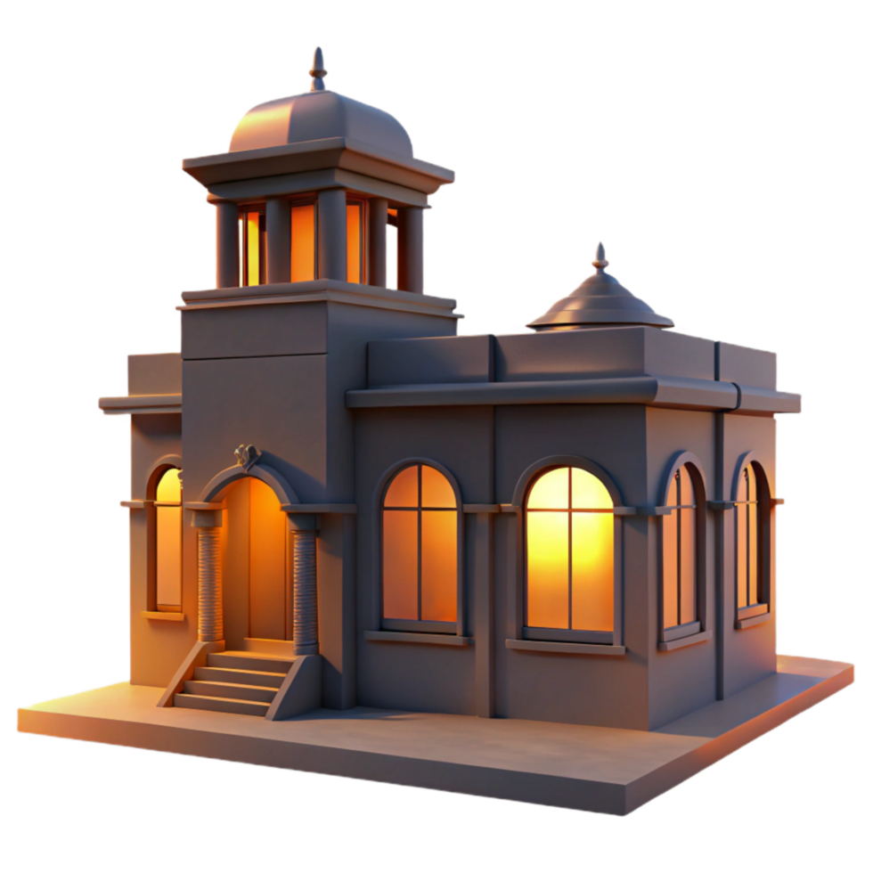 dramatic creative Building Silhouette at Dawn Transparent Background high quality png