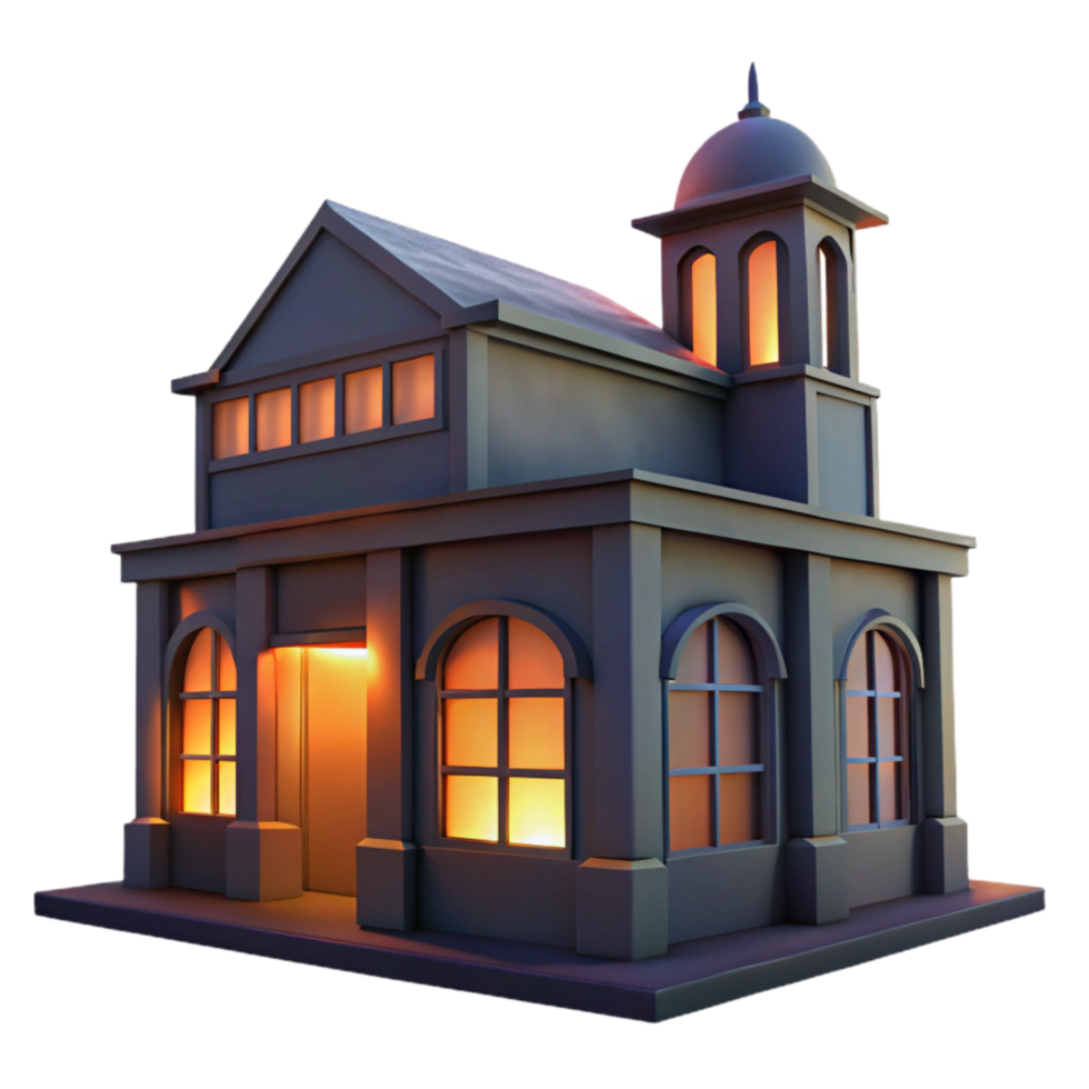 beautiful vintage Building Silhouette at Dusk Transparent Background authentic png