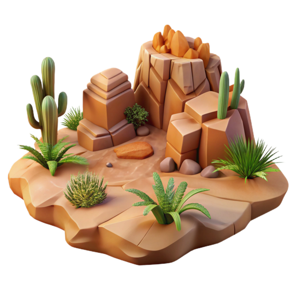 stunning creative Canyon Floor Isolated Desert Plants and Rocks original png