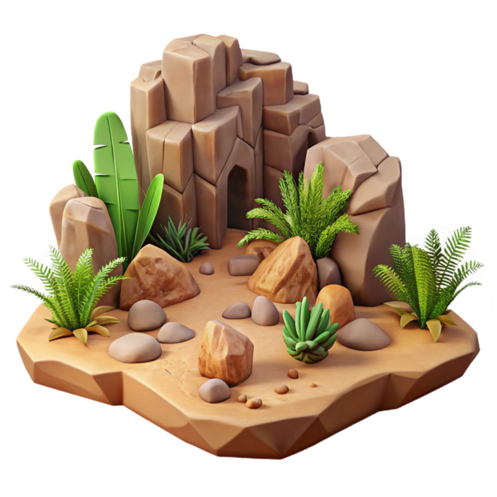 impressive creative Canyon Floor Isolated Desert Plants and Rocks high quality png