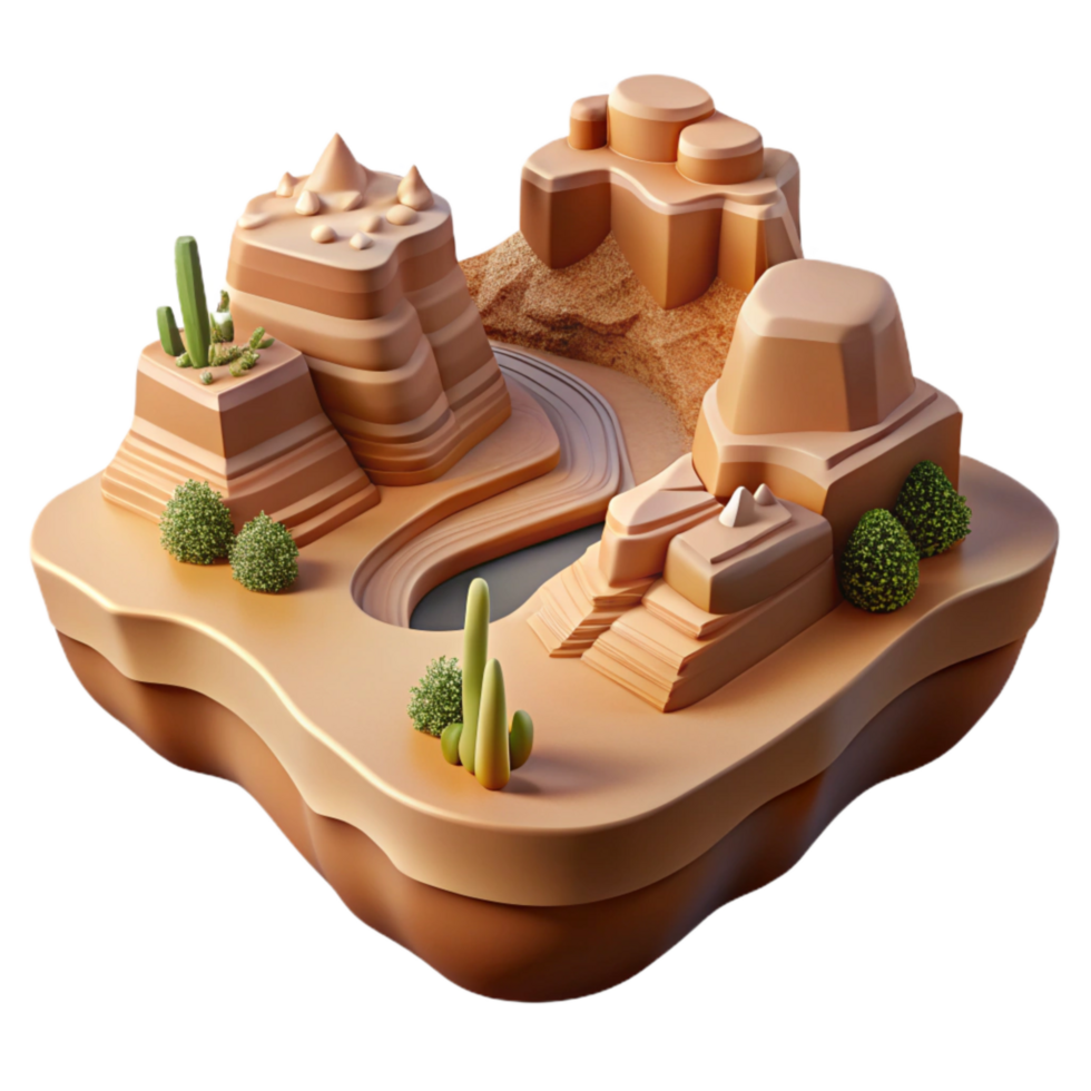 vibrant traditional Canyon Landscape Cutout Desert Panorama Isolated Element premium png