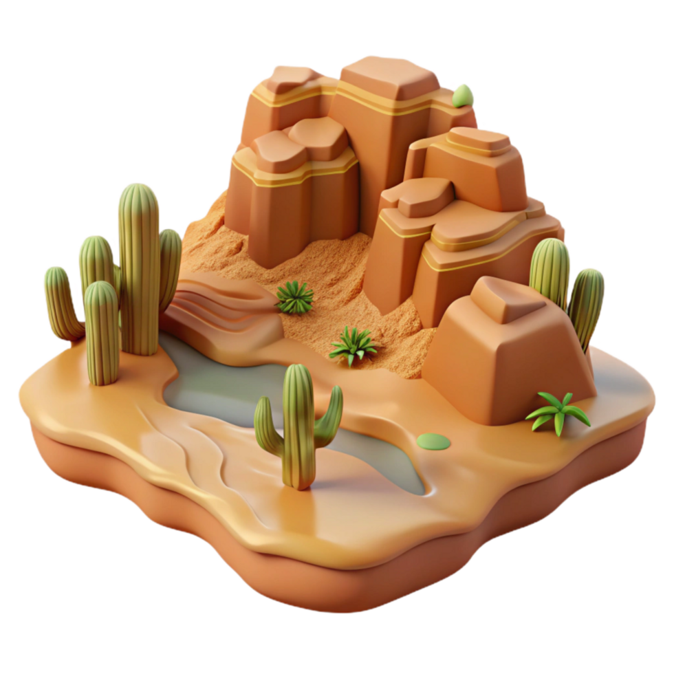 dramatic rustic Canyon Landscape Isolated Desert Terrain Cutout Element detailed png