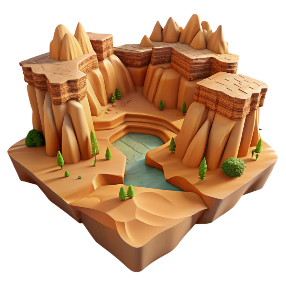 vibrant modern Canyon Landscape Cutout Desert Panorama Isolated Element authentic png