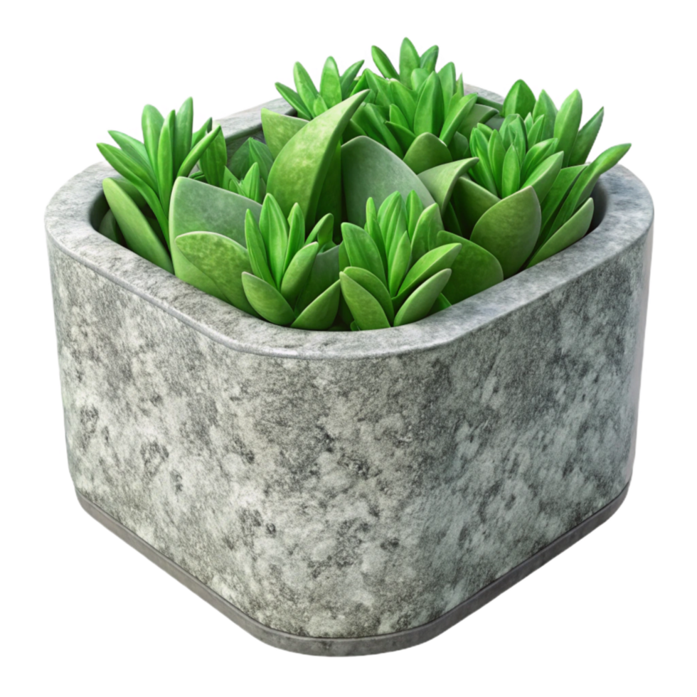 extraordinary minimalist Concrete Planter with Lush Greenery Cutout professional png
